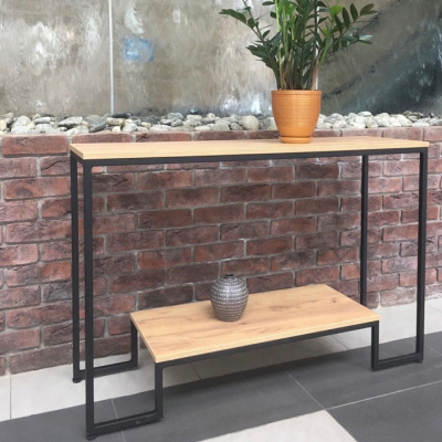 Стол-консоль Пекин 4 дуб золотой металл черный 