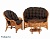 IND Комплект Черчиль диван кресло и столик коньяк темные подушки
