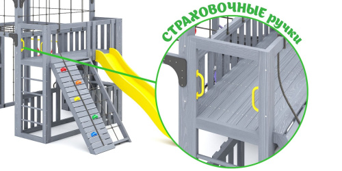 Детская площадка для дачи Савушка КУБ-3 Серый с гамаком для йоги