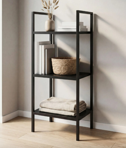 Стеллаж Leset Стилвуд 13 узкий 3 полки черный 