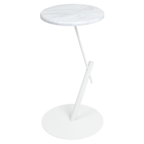 Стол приставной круглый МеталлАрт М015 белый мрамор 