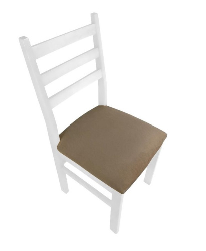 Стул МДК-341 Эмаль белая Микровелюр бежевый Дуб 