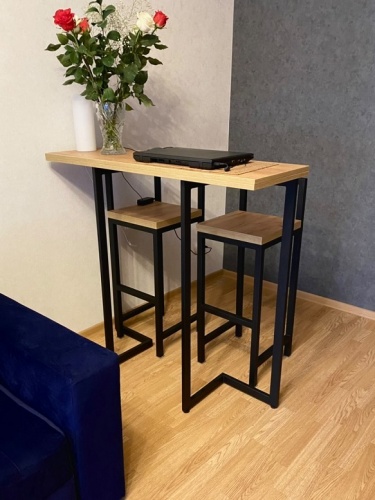 Стол барный Арлен 3 дуб золотой металл графит 