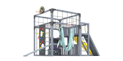 Детская площадка для дачи Савушка КУБ-3 Серый с гамаком для йоги