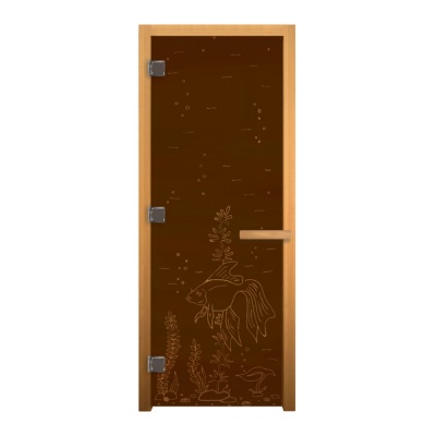 Дверь для бани Бронза Матовая Рыбка 190х70 (8мм, 3 петли 710) (ОСИНА) левая