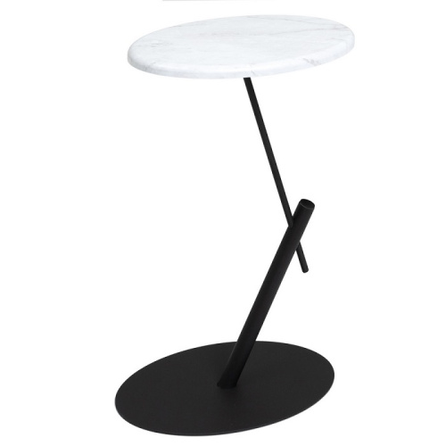 Стол приставной овальный МеталлАрт М015 белый мрамор черный 