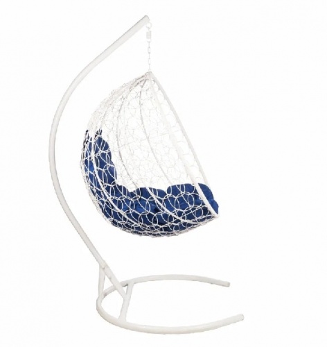 Подвесное кресло Круглое белый подушка синий 