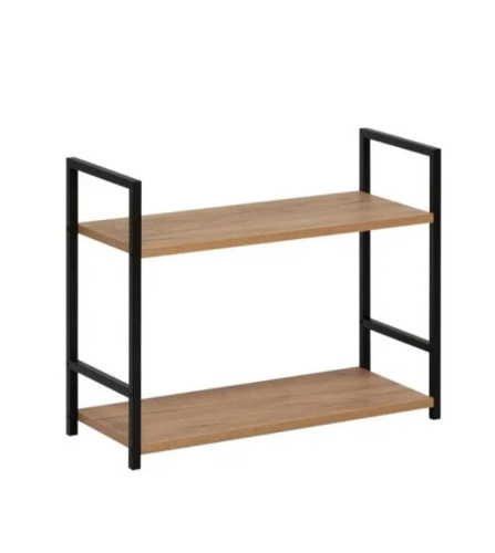 Стеллаж Leset Стилвуд 22 широкий 2 полки черный дуб крафт золотой 