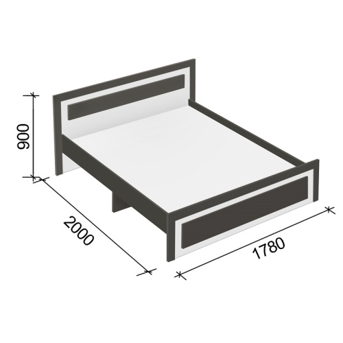 Кровать СН-120.03-1600 серый графит белый 