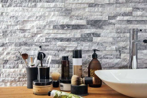 Панель Кварцит Бело-серый 600х150мм 