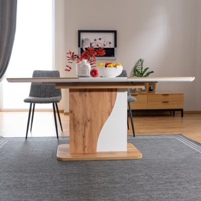 Стол обеденный SIGNAL SYRIUSZ белый матовый/дуб вотан 