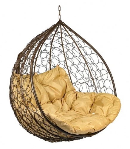Двухместное подвесное кресло Double коричневый подушка бежевый 