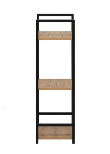 Стеллаж Leset Стилвуд 13 узкий 3 полки черный дуб крафт золотой 