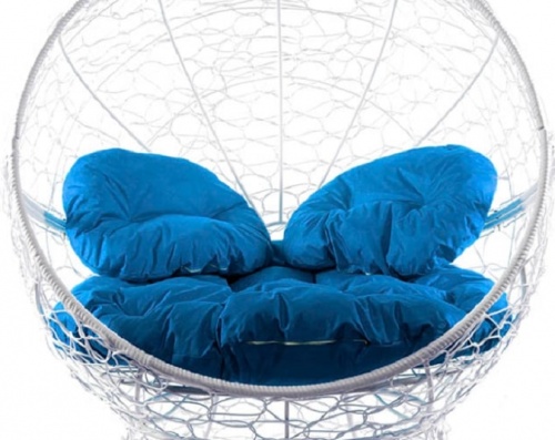 Кресло садовое M-Group Апельсин 11520110 белый ротанг синяя подушка