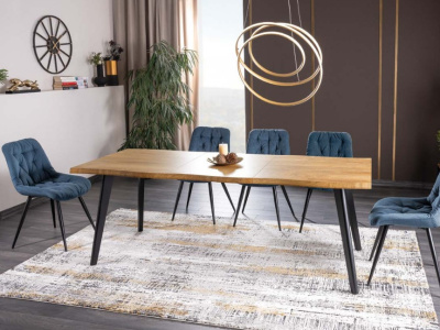 Стол обеденный SIGNAL FRESNO раскладной дуб артизан черный 150-210/90/76 