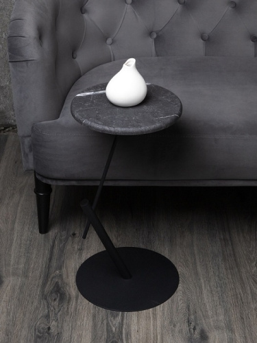 Стол приставной круглый МеталлАрт М015 черный мрамор 