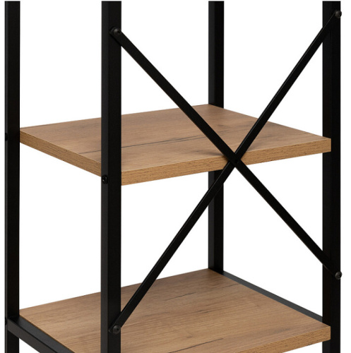 Стеллаж Leset Стилвуд 14 узкий 4 полки черный дуб крафт золотой 