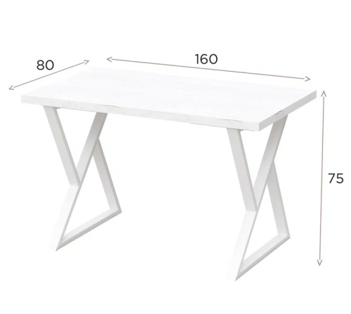 Стол Дели 160х80 белый металл белый 
