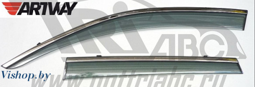 Дефлекторы боковых окон Hyundai Santa Fe с молдингом из нерж.стали