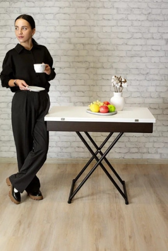 Стол трансформер Лерон белый черный 