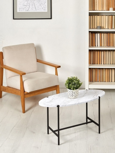 Стол журнальный МеталлАрт М025 белый мрамор 