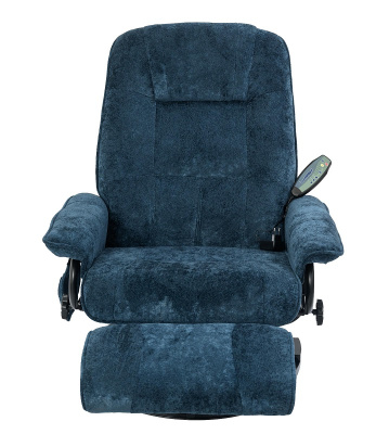 Кресло вибромассажное с пуфом CALVIANO 22 синий плюш 