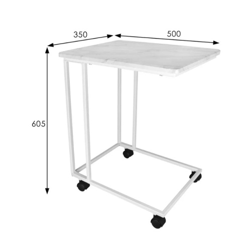 Стол приставной МеталлАрт М007 белый мрамор белый 