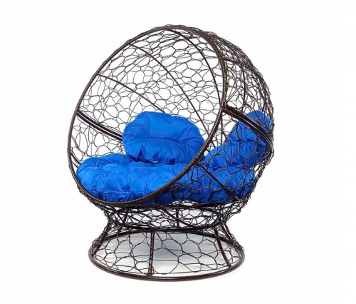 Кресло садовое M-Group Апельсин 11520210 коричневый ротанг синяя подушка