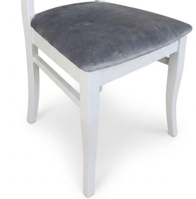 Стул МДК-265 Роми Эмаль белая Микровелюр серый 