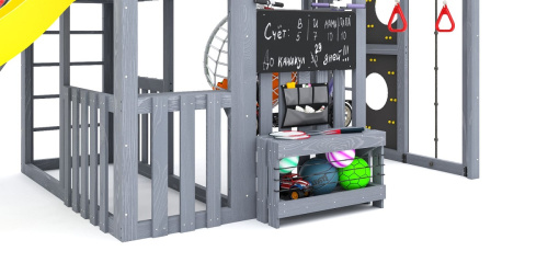 Детская площадка для дачи Савушка КУБ-3 Серый с подушками и коконом