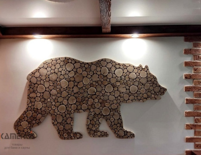 Панно Медведь из можжевельника 1800х970мм
