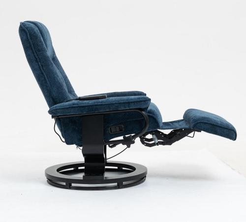 Кресло вибромассажное с пуфом CALVIANO 22 синий плюш 