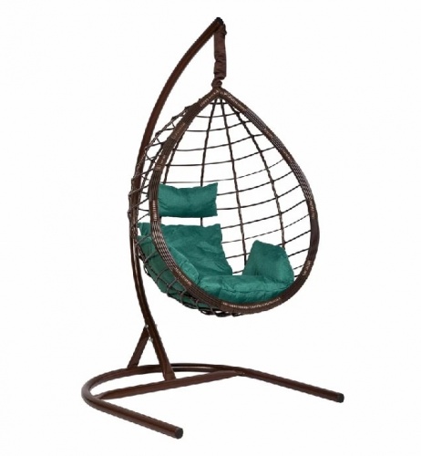 Подвесное кресло Скай 04 коричневый подушка зеленый 