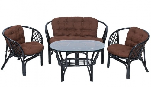 IND Комплект Багама 1 с диваном овальный стол венге подушка коричневая 