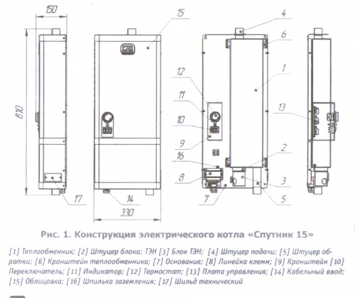 Котел электрический СПУТНИК-15 черный