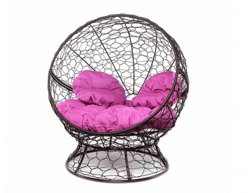 Кресло садовое M-Group Апельсин 11520208 коричневый ротанг розовая подушка