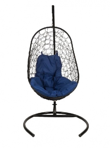 Подвесное кресло Овальное черный подушка синий 