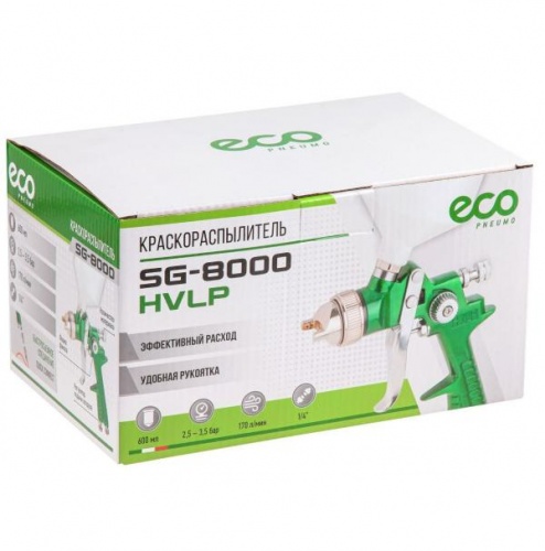 Краскораспылитель ECO SG-8000 сопло ф 1.4 мм HVLP, сопло ф 1.4 мм, верх. бак 600 мл