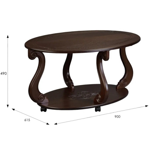 Стол журнальный Овация М на колёсах темно-коричневый 