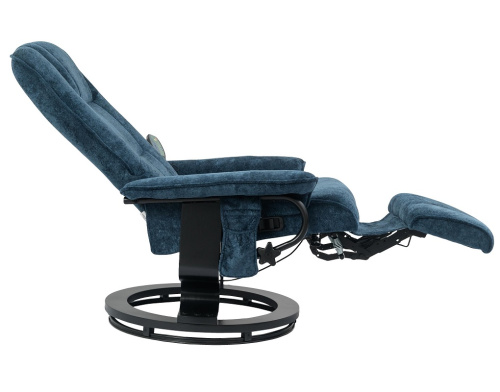 Кресло вибромассажное с пуфом CALVIANO 22 синий плюш 