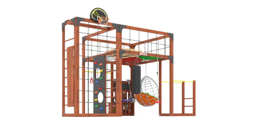 Детская площадка для дачи Савушка КУБ-2 Махагон с подушками и коконом
