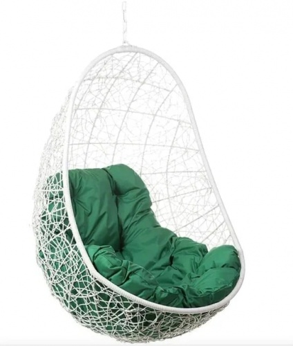 Подвесное кресло Овальное белый подушка зеленый 