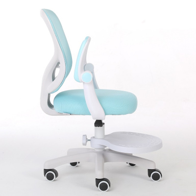 Кресло с регулировкой высоты Calviano Comfy голубое с подножкой 