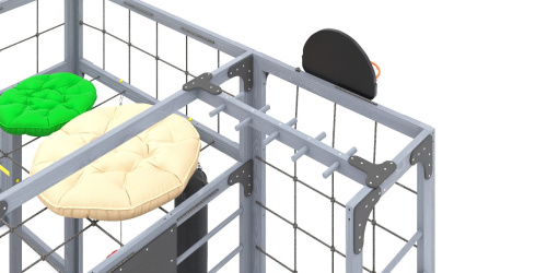 Детская площадка для дачи Савушка КУБ-2 Серый с подушками и коконом