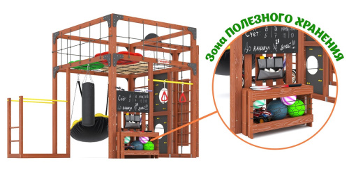 Детская площадка для дачи Савушка КУБ-2 Махагон с подушками