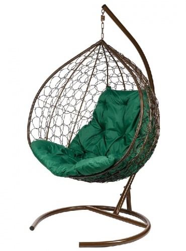 Двухместное подвесное кресло Double коричневый подушка зеленый 