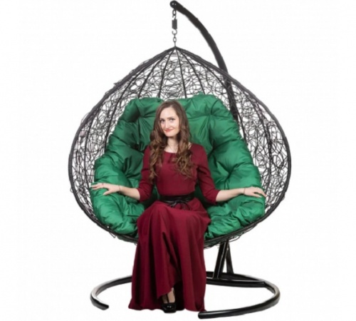 Кресло подвесное BiGarden Gemini Black двойной зеленая подушка 