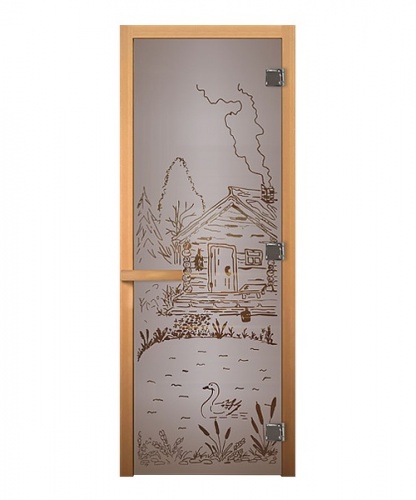 Дверь стеклянная Сатин Матовая Банька 1900х700мм (8мм) левая