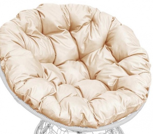 Кресло Papasan белый, цвет подушки бежевый
