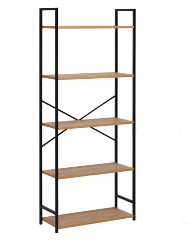 Стеллаж Leset Стилвуд 25 широкий 5 полок черный дуб крафт золотой 